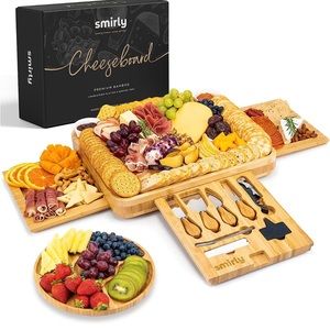 SMIRLY Charcuterie Boards Gift Set: Large Charcuterie BAMBOO Board Set